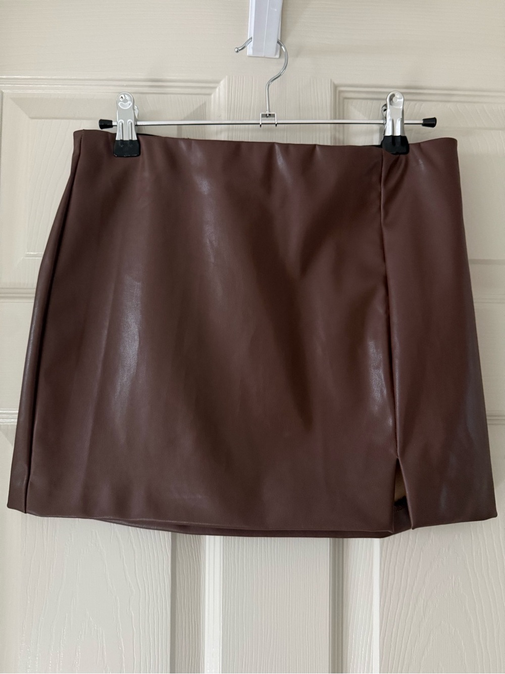 Chocolate Brown Faux Leather Mini Skirt